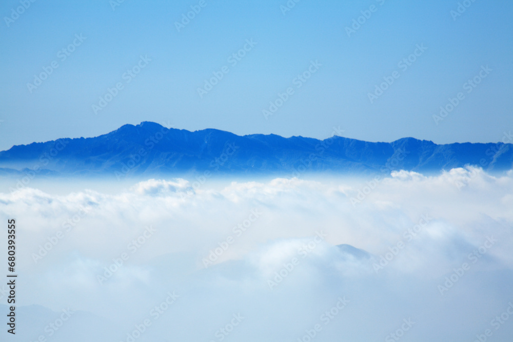 mountain peak and fog