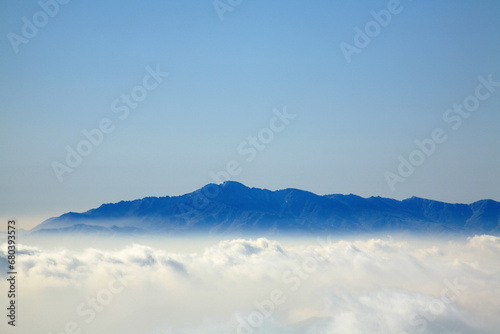 mountain peak and fog