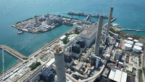 City Aerial in Hong Kong Lamma island wind power station photo