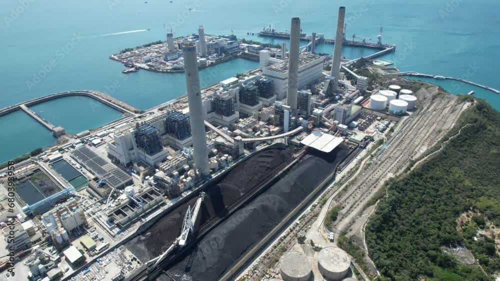 City Aerial in Hong Kong Lamma island wind power station City Aerial in Hong Kong Lamma island wind power station