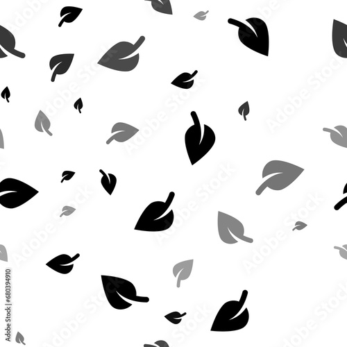 Seamless vector pattern with leaf symbols, creating a creative monochrome background with rotated elements. Illustration on transparent background