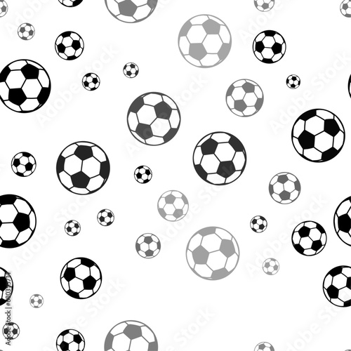 Seamless vector pattern with football symbols  creating a creative monochrome background with rotated elements. Vector illustration on white background