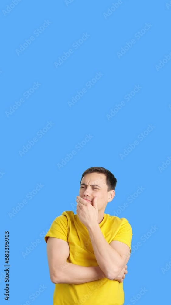 A caucasian casual dreamer man smiles optimistic A caucasian casual dreamer man smiles optimistic