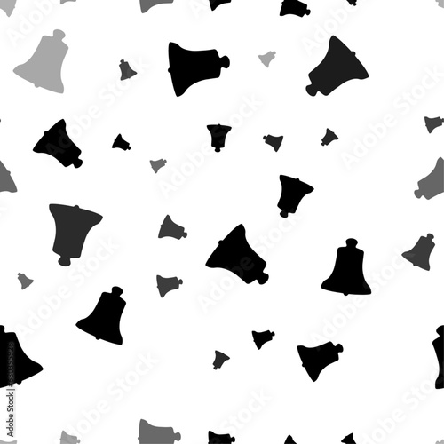 Seamless vector pattern with vintage bell symbols, creating a creative monochrome background with rotated elements. Vector illustration on white background