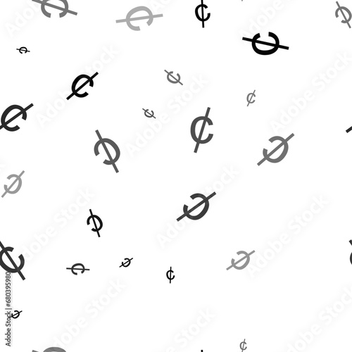Seamless vector pattern with cent symbols, creating a creative monochrome background with rotated elements. Vector illustration on white background