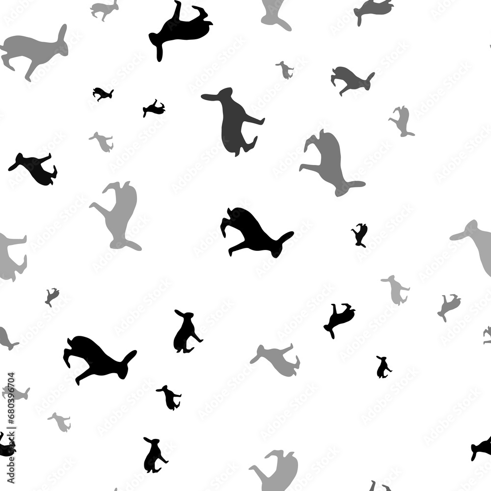 Seamless vector pattern with hare symbols, creating a creative monochrome background with rotated elements. Illustration on transparent background