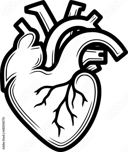 outline illustration of heart for coloring page