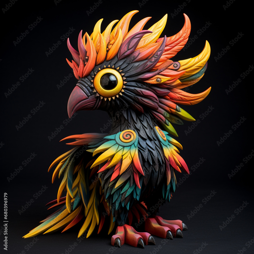stuffed critter with colorful hair bird