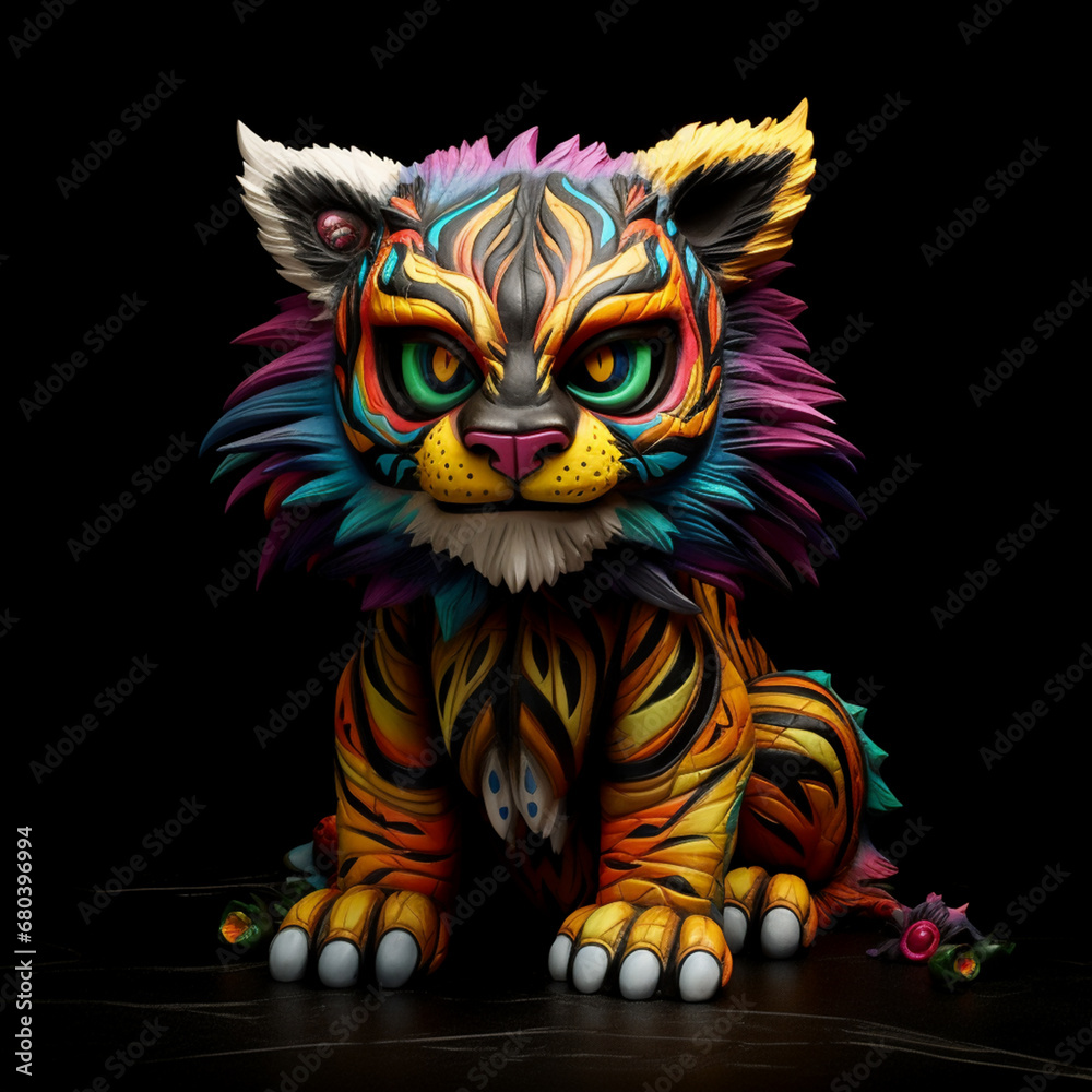stuffed critter with colorful hair tiger
