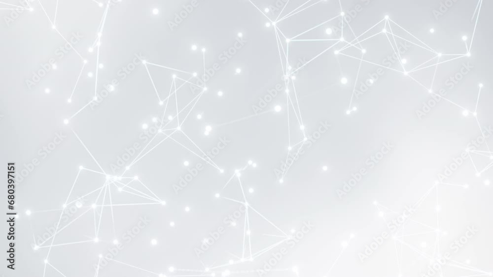 Abstract plexus particle futuristic technology lines and dots network datum connection cyberspace concept. Presentation Business and science digital moving on white gray motion background.