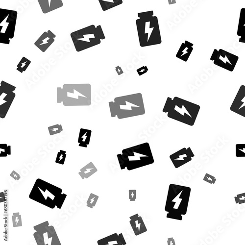 Seamless vector pattern with power jar symbols, creating a creative monochrome background with rotated elements. Illustration on transparent background