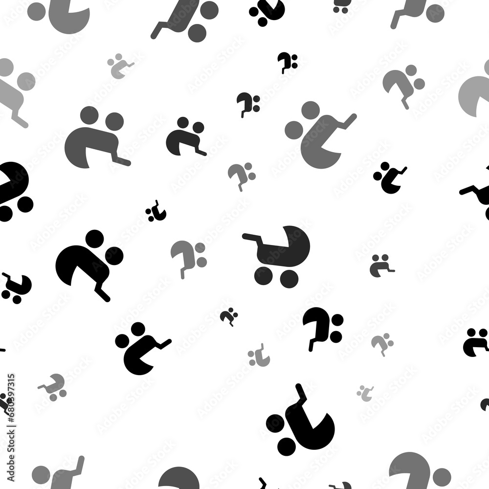 Seamless vector pattern with baby carriage symbols, creating a creative monochrome background with rotated elements. Illustration on transparent background Seamless vector pattern with baby carriage symbols, creating a creative monochrome background with rotated elements. Illustration on transparent background