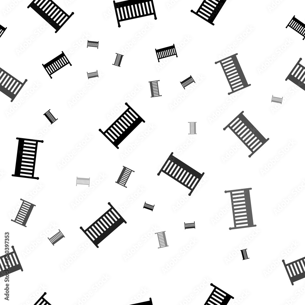 Seamless vector pattern with baby cot symbols, creating a creative monochrome background with rotated elements. Illustration on transparent background Seamless vector pattern with baby cot symbols, creating a creative monochrome background with rotated elements. Illustration on transparent background