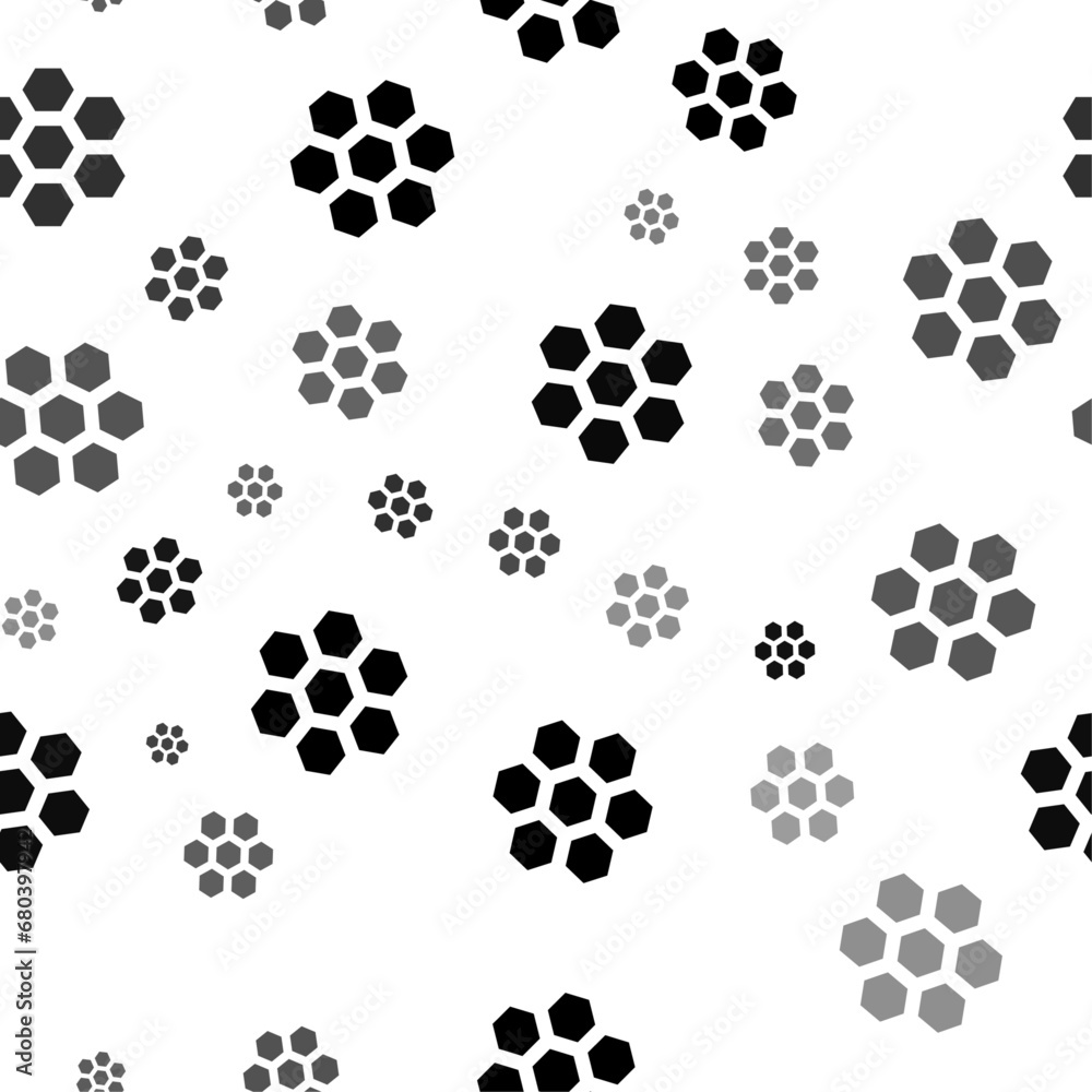 Fototapeta premium Seamless vector pattern with hive symbols, creating a creative monochrome background with rotated elements. Vector illustration on white background