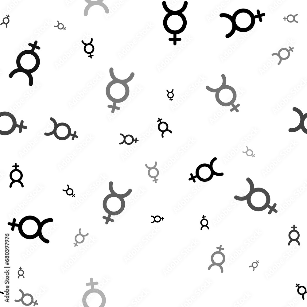 Seamless vector pattern with astrological mercury symbols, creating a creative monochrome background with rotated elements. Illustration on transparent background Seamless vector pattern with astrological mercury symbols, creating a creative monochrome background with rotated elements. Illustration on transparent background