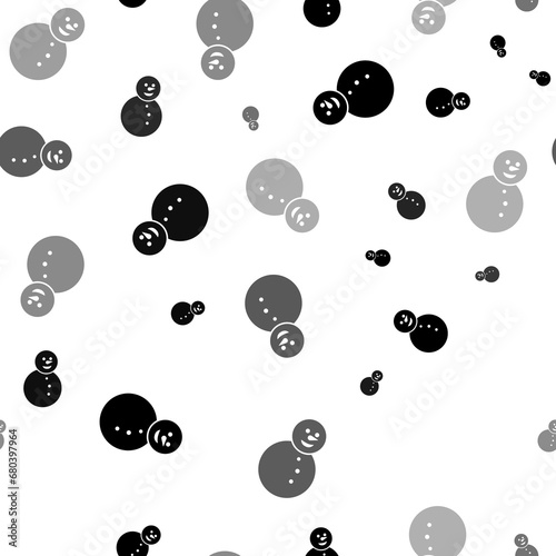 Seamless vector pattern with Christmas snowmans, creating a creative monochrome background with rotated elements. Illustration on transparent background