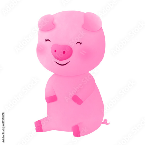 pink pig watercolor painting  pink pig illustration  pink pig clipart  valentines clipart