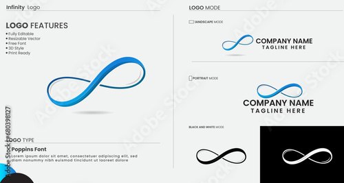 Infinity logo design. Creative logo. Business. Infinity symbol. Technology. Colorful template. Infinity vector art. Premium. Blue. Abstract