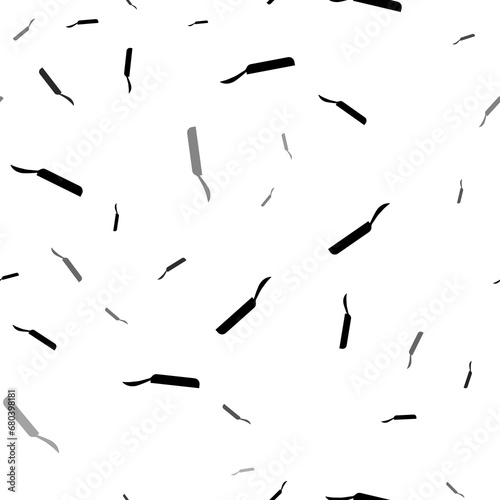 Seamless vector pattern with pan symbols  creating a creative monochrome background with rotated elements. Illustration on transparent background