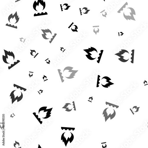 Seamless vector pattern with gas symbols  creating a creative monochrome background with rotated elements. Vector illustration on white background