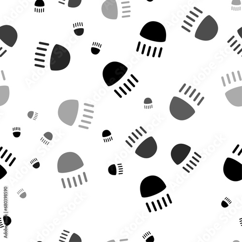 Seamless vector pattern with headlight symbols, creating a creative monochrome background with rotated elements. Vector illustration on white background