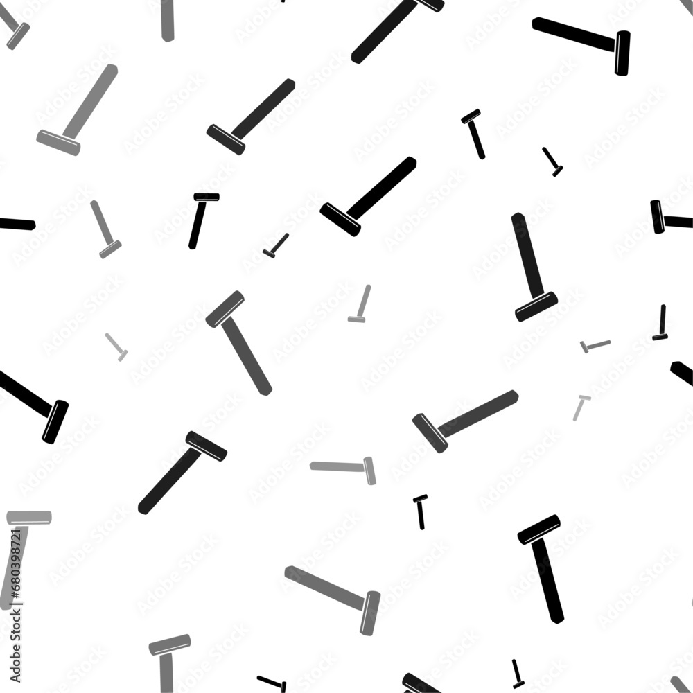 Seamless vector pattern with mens razor symbols, creating a creative monochrome background with rotated elements. Vector illustration on white background Seamless vector pattern with mens razor symbols, creating a creative monochrome background with rotated elements. Vector illustration on white background