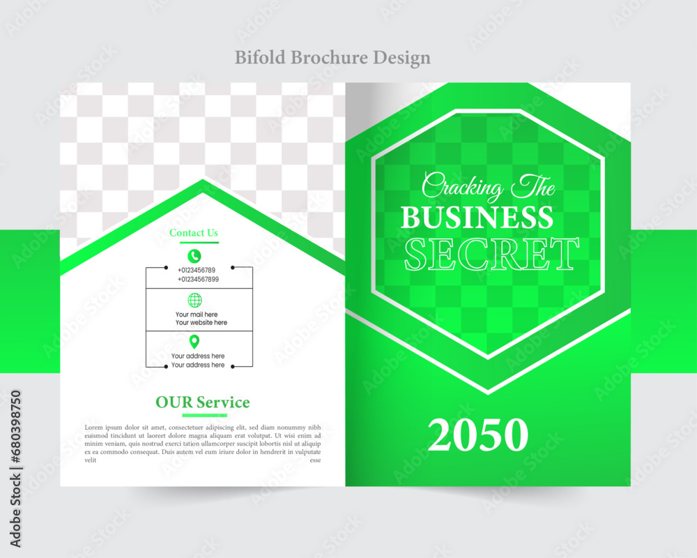 Fototapeta premium Business Creative Bifold Brochure Design And Book Cover Template.
