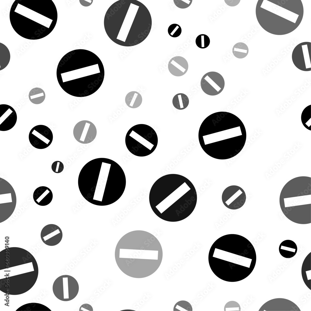 Seamless vector pattern with no entry road signs, creating a creative monochrome background with rotated elements. Vector illustration on white background Seamless vector pattern with no entry road signs, creating a creative monochrome background with rotated elements. Vector illustration on white background