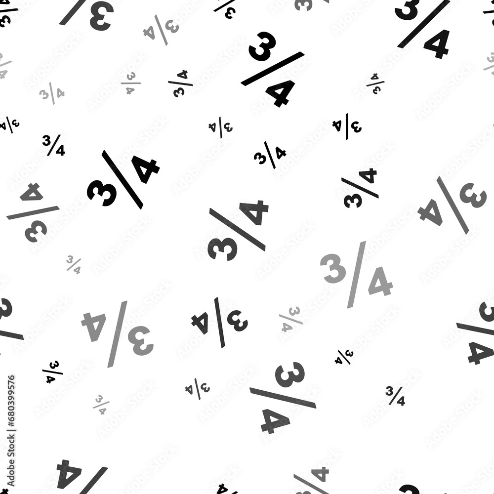 Seamless vector pattern with three quarters symbols, creating a creative monochrome background with rotated elements. Illustration on transparent background
