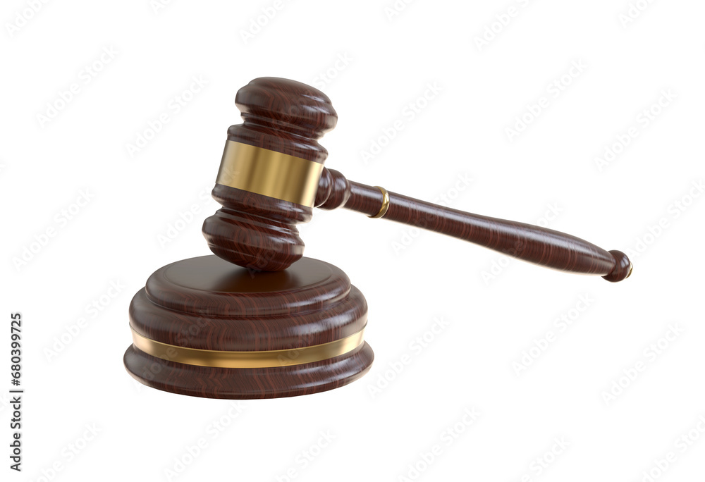 A wooden judge gavel. Auction hammer with gold on the stand. Law and justice system symbol A wooden judge gavel. Auction hammer with gold on the stand. Law and justice system symbol