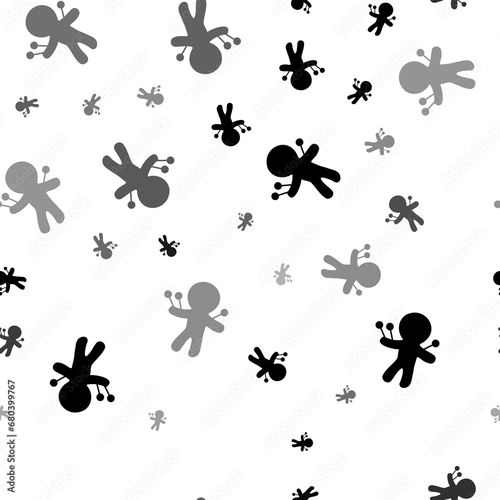 Seamless vector pattern with Voodoo Doll symbols, creating a creative monochrome background with rotated elements. Illustration on transparent background Seamless vector pattern with Voodoo Doll symbols, creating a creative monochrome background with rotated elements. Illustration on transparent background