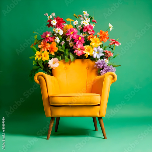 flowers in a chair