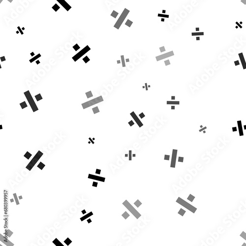 Seamless vector pattern with division symbols  creating a creative monochrome background with rotated elements. Illustration on transparent background