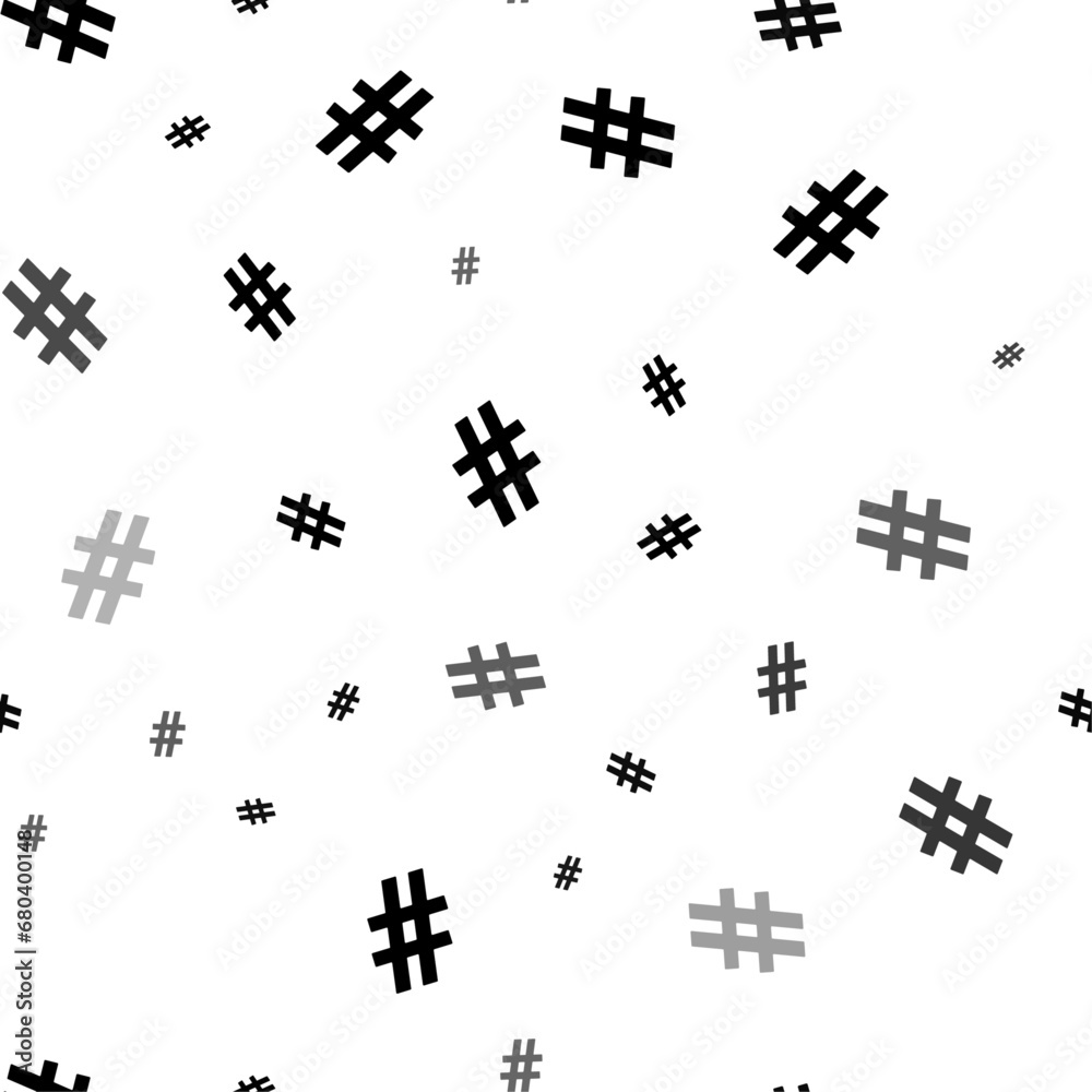 Naklejka premium Seamless vector pattern with hash symbols, creating a creative monochrome background with rotated elements. Vector illustration on white background