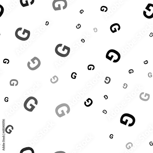 Seamless vector pattern with capital letter G symbols, creating a creative monochrome background with rotated elements. Illustration on transparent background