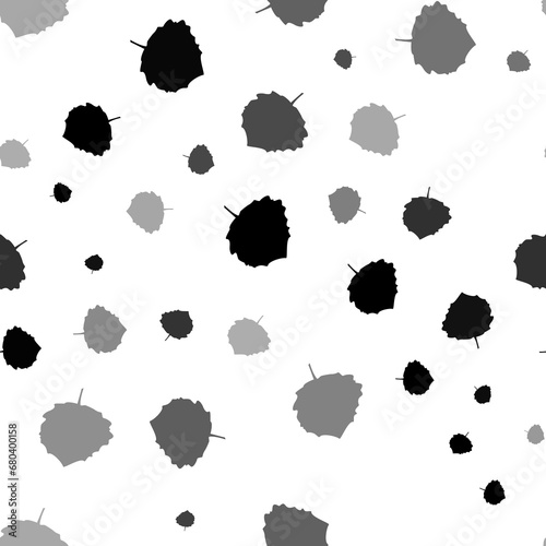 Seamless vector pattern with aspen leafs  creating a creative monochrome background with rotated elements. Illustration on transparent background