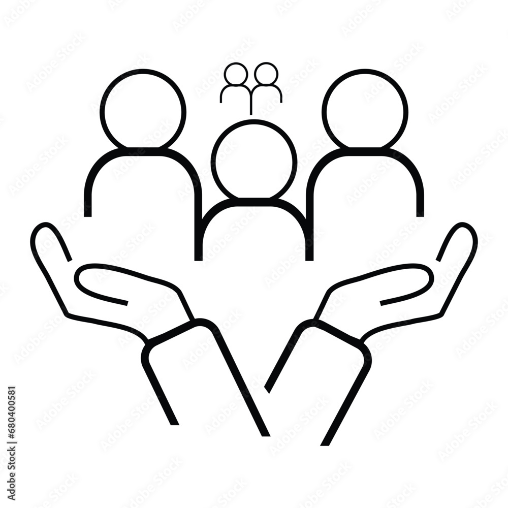 Business people icon, An inclusive workplace. Employee s Protection Filled Outline icon vector illustration on white background Business people icon, An inclusive workplace. Employee s Protection Filled Outline icon vector illustration on white background