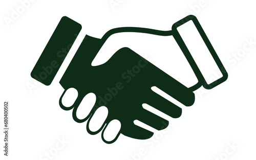 Blue and white handshake or shaking hands in unity flat vector icon for apps and website
