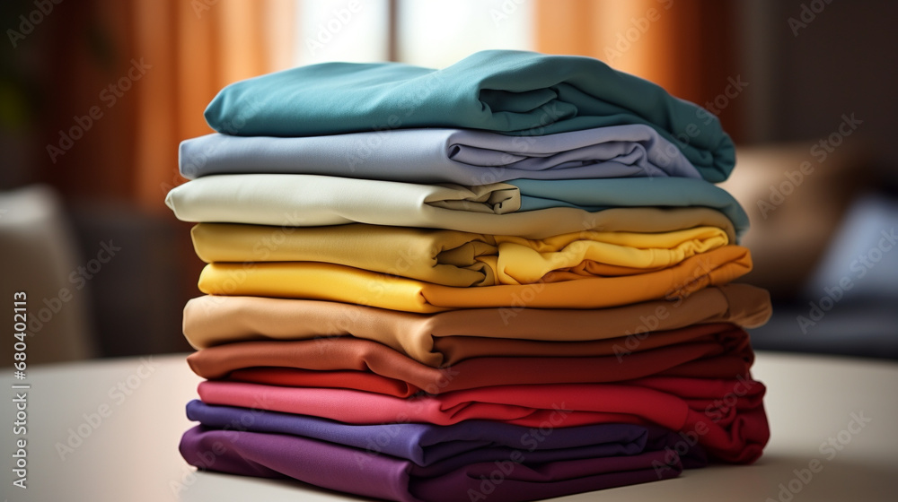 stack of colorful clothes stack of colorful clothes