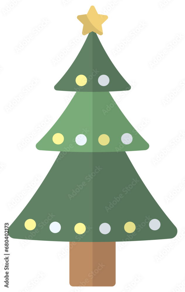Fototapeta premium Christmas tree icon. Christmas tree vector flat design isolated on white background.
