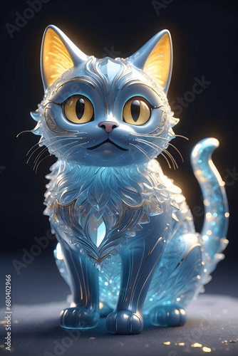 Radiant Frost: Golden Accents on the Winter Kitty photo