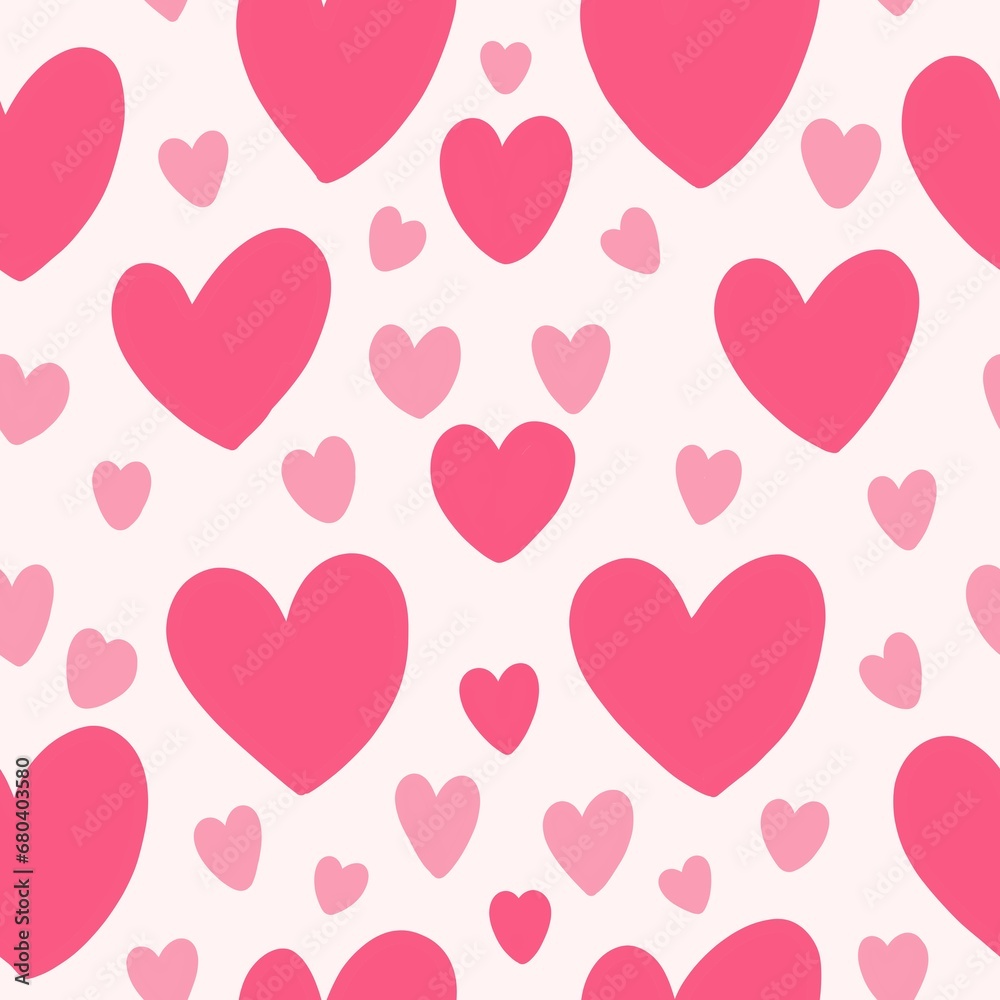 Hand drawn pink hearts seamless pattern