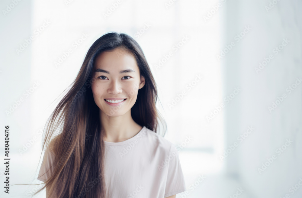 Portrait of a young beautiful asian woman isolated from a bright background Portrait of a young beautiful asian woman isolated from a bright background