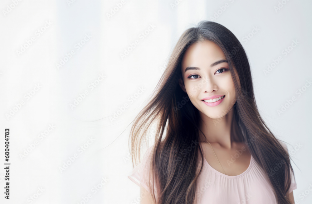 Portrait of a young beautiful asian woman isolated from a bright background Portrait of a young beautiful asian woman isolated from a bright background