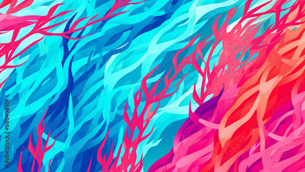 Coral Pink and Aqua Blue Retro Pop Art Pattern Vibrant