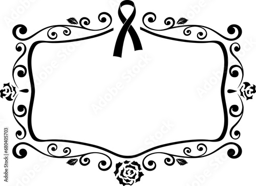 Funeral ornamental frame. Vector isolated decoration for memorial