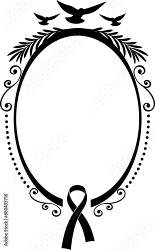 Funeral ornamental frame. Vector isolated decoration for memorial