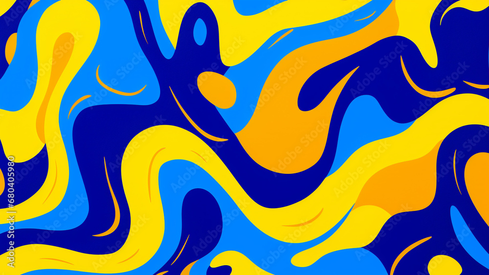 Sunshine Yellow and Cobalt Blue Retro Pop Art Pattern