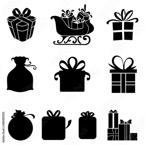 Gifts of Elegance: Set of 10 Christmas Gift Silhouettes