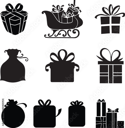 Gifts of Elegance: Set of 10 Christmas Gift Silhouettes